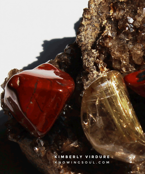 Petrified Wood, Red Jasper, and Rutilated Quartz